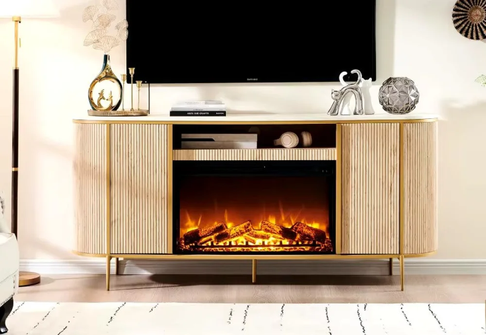 white modern electric fireplace